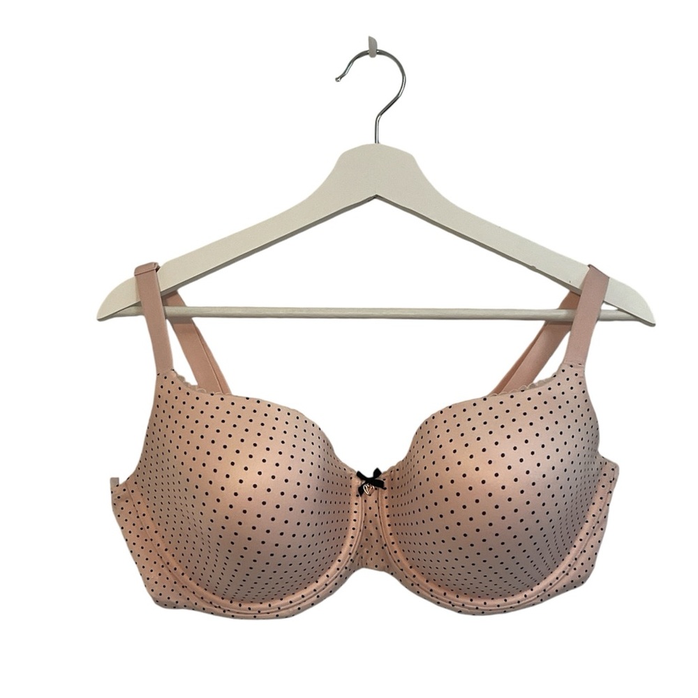 BODY BY VICTORIA Lightly Lined Full-Coverage Smooth Bra 38 DDD pink W black dots